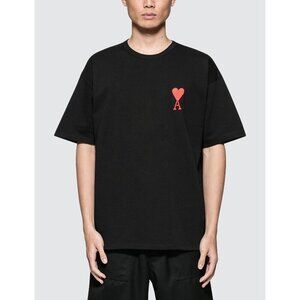 AMI  Black Big Ami Logo Crewneck  T Shirt Men  Black  size  XXL